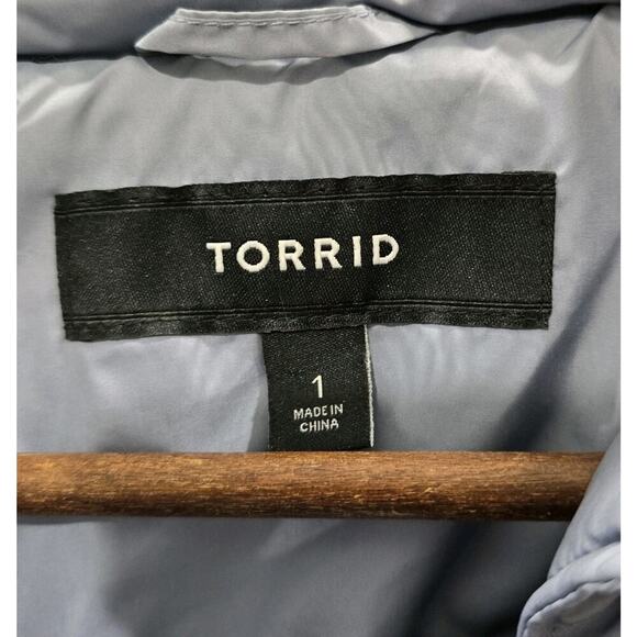 Torrid Jacket Womens 1 1X Blue Coat Puffer Poly Fill Shacket Quilted Synthetic - Picture 3 of 13